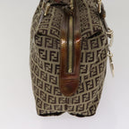 FENDI Zucchino Canvas Shoulder Bag Beige Goldac3210