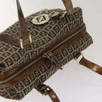 FENDI Zucchino Canvas Shoulder Bag Beige Goldac3210