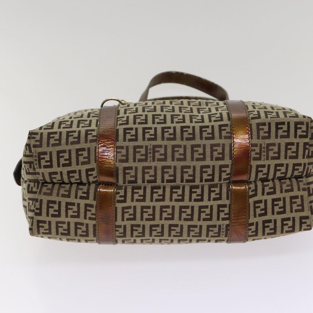 FENDI Zucchino Canvas Shoulder Bag Beige Goldac3210