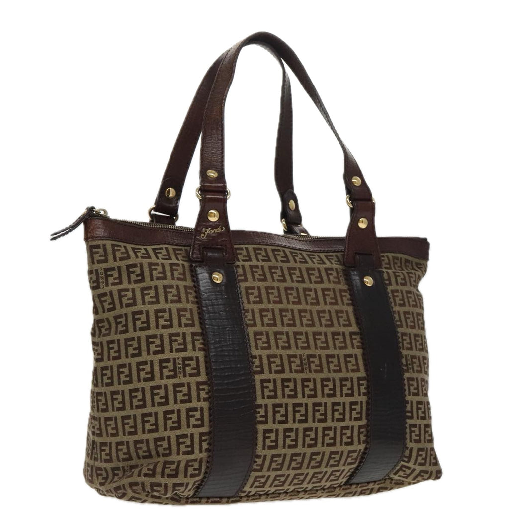 FENDI Zucchino Canvas Tote Bag Beige Goldac3304