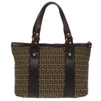 FENDI Zucchino Canvas Tote Bag Beige Goldac3304
