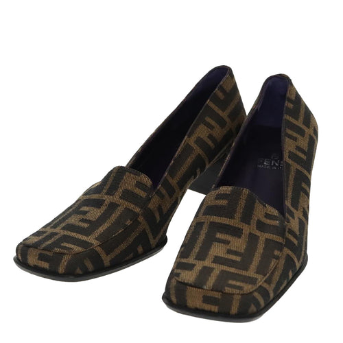 FENDI Zucca Canvas High Heels 36 1/2C Brown Black Purpleac3347