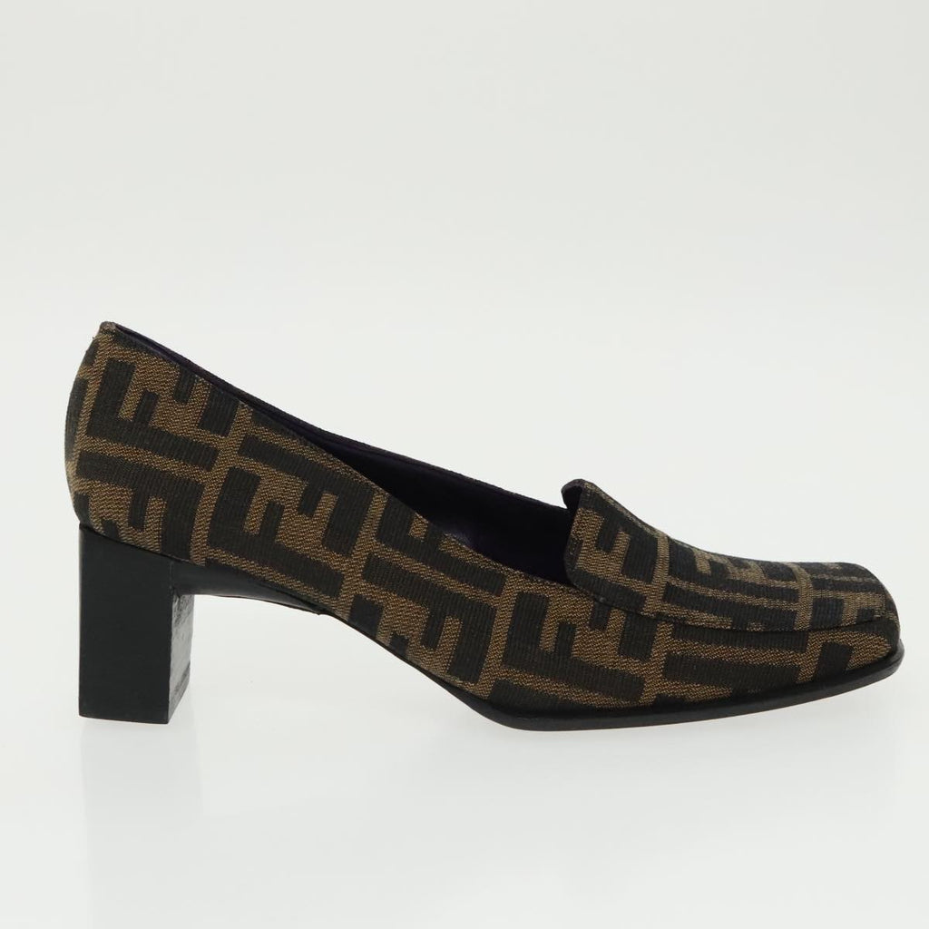 FENDI Zucca Canvas High Heels 36 1/2C Brown Black Purpleac3347