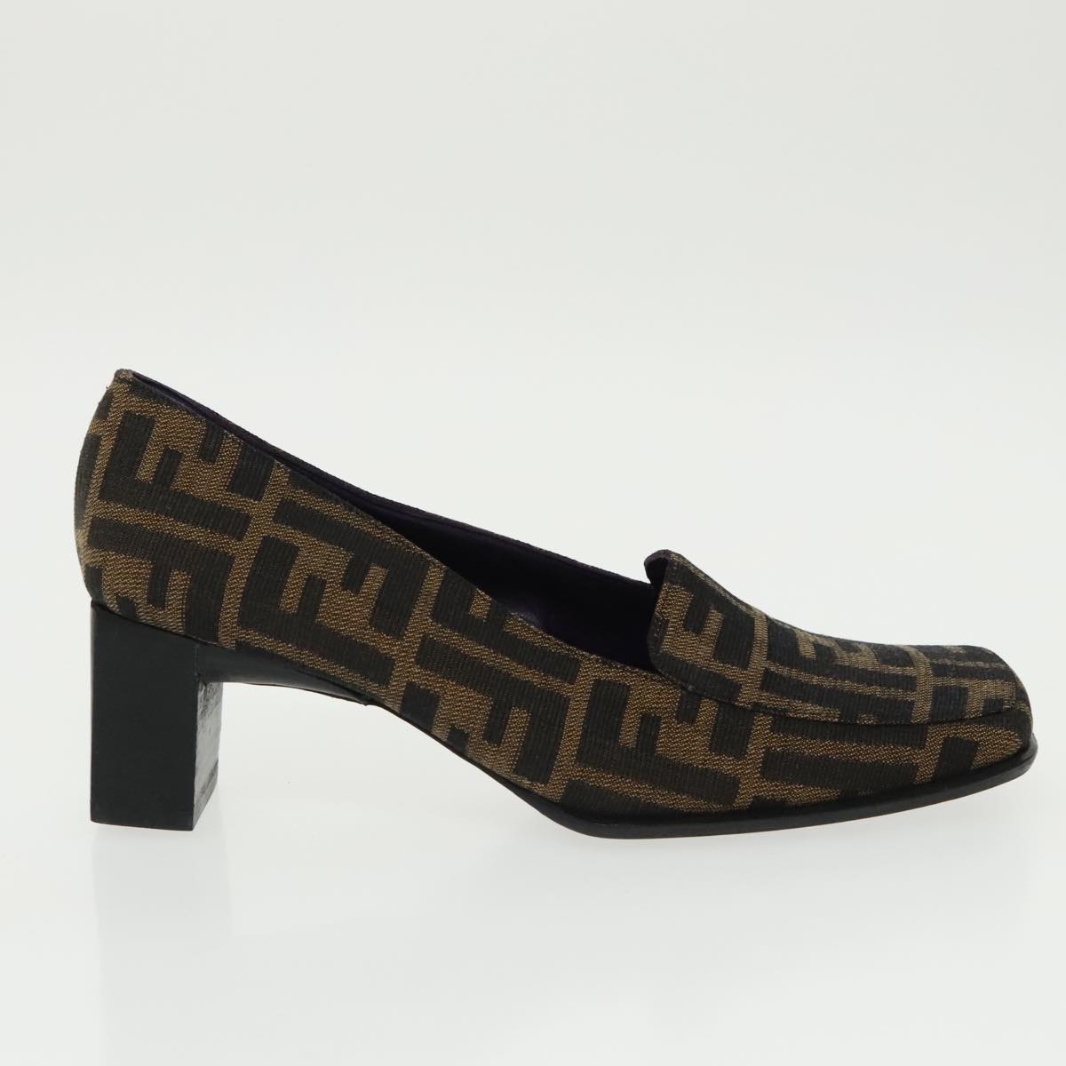 FENDI Zucca Canvas High Heels 36 1/2C Brown Black Purpleac3347