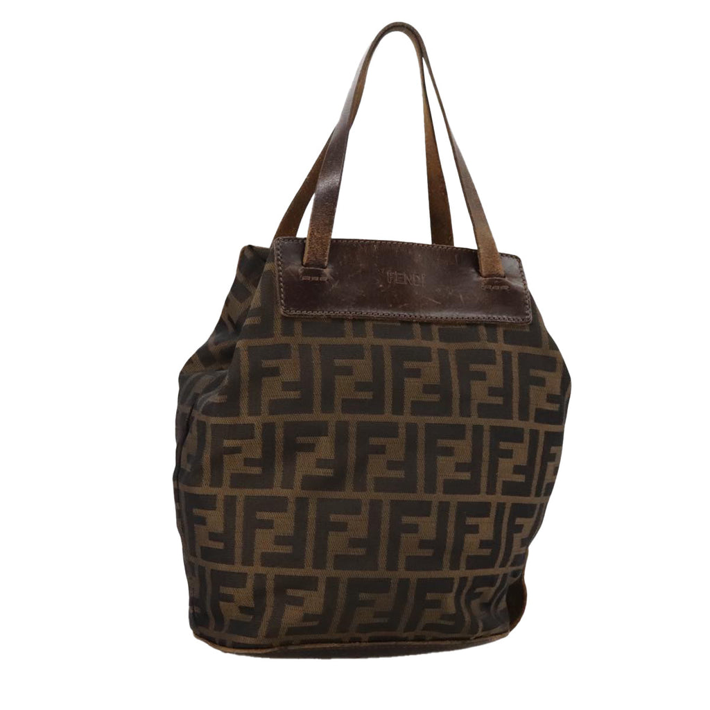 FENDI Zucca Canvas Hand Bag Brown Blackac3445