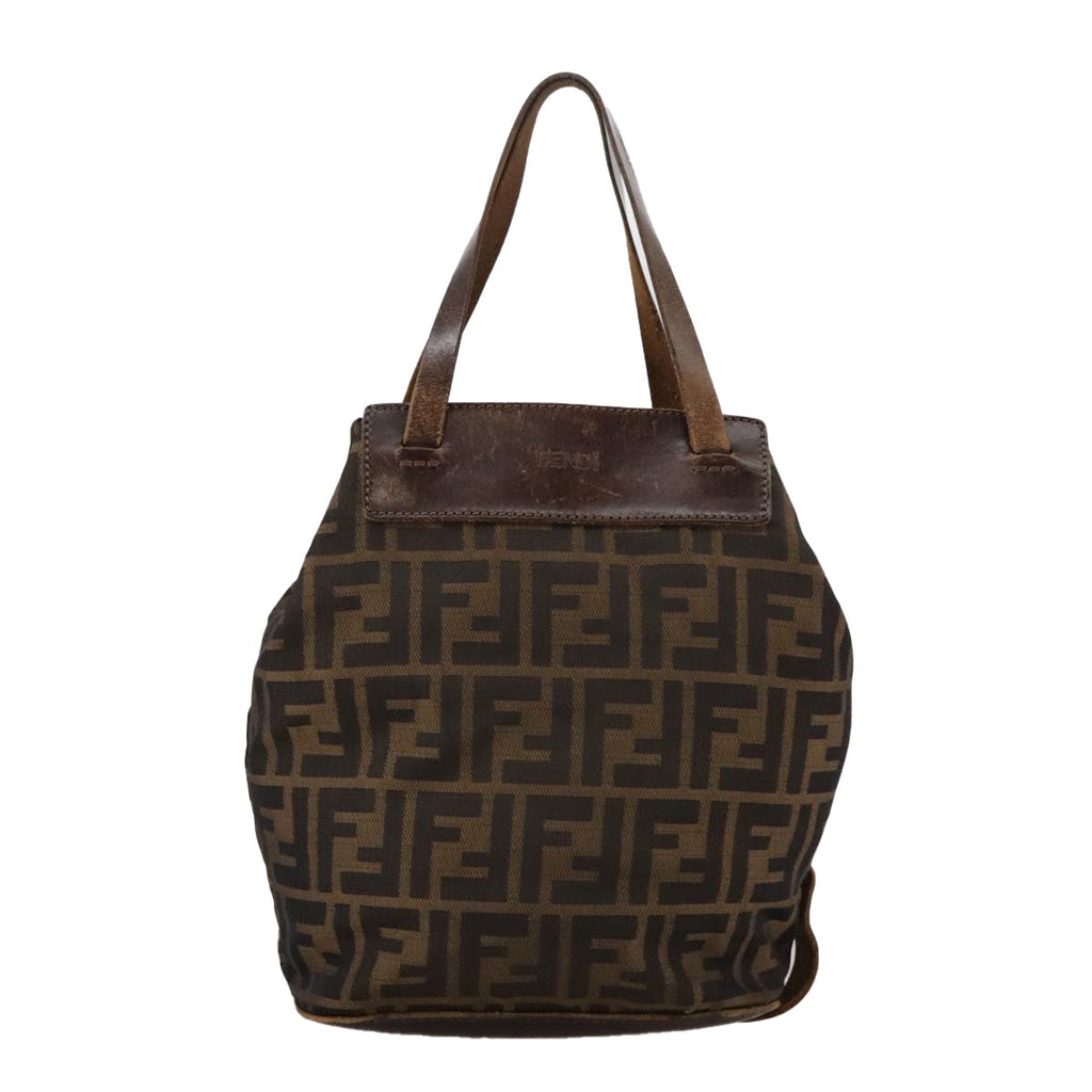 FENDI Zucca Canvas Hand Bag Brown Blackac3445