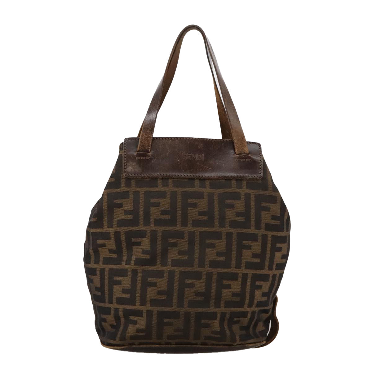 FENDI Zucca Canvas Hand Bag Brown Blackac3445