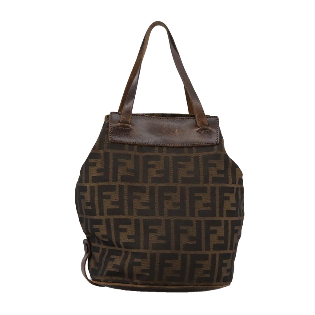 FENDI Zucca Canvas Hand Bag Brown Blackac3445