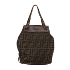 FENDI Zucca Canvas Hand Bag Brown Blackac3445