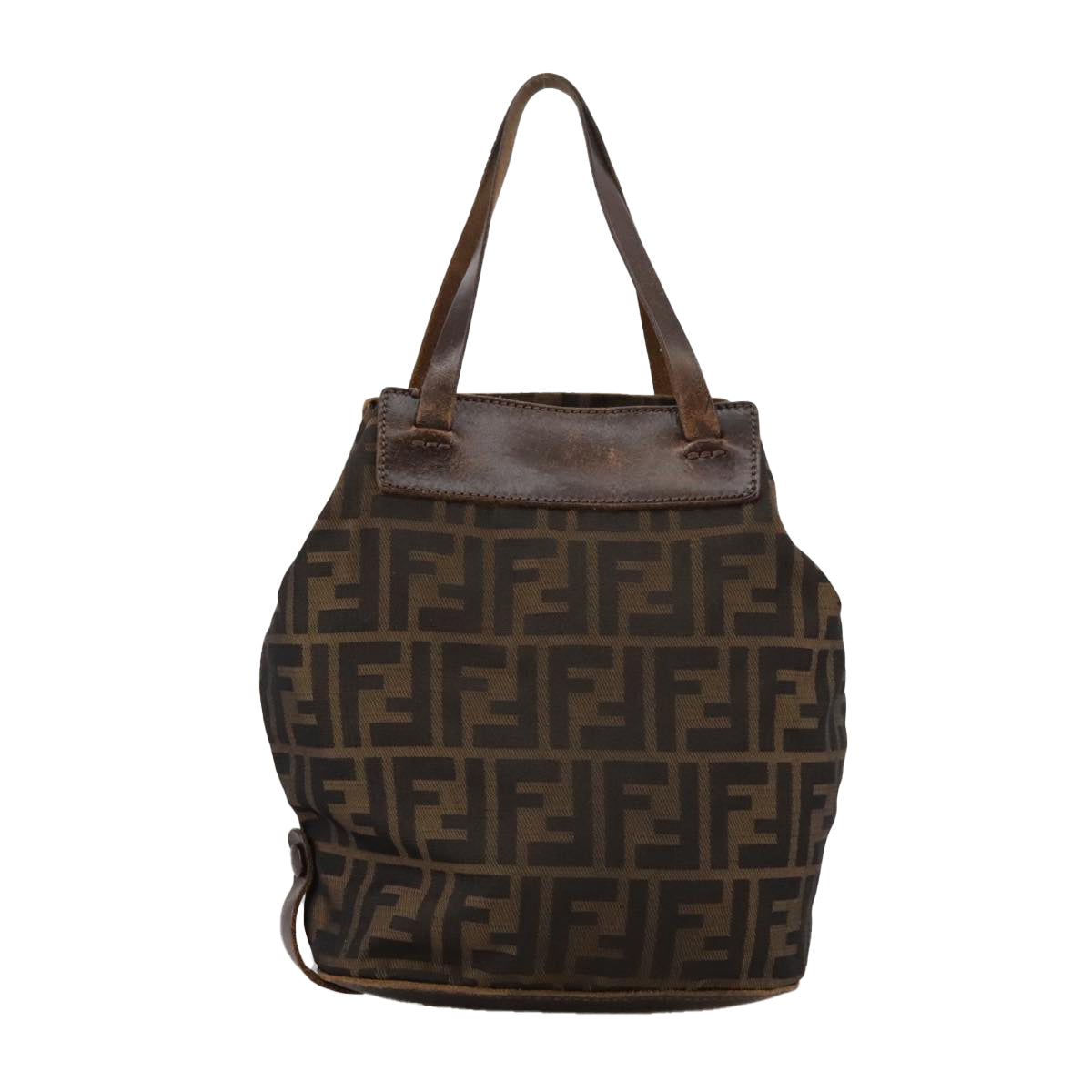 FENDI Zucca Canvas Hand Bag Brown Blackac3445