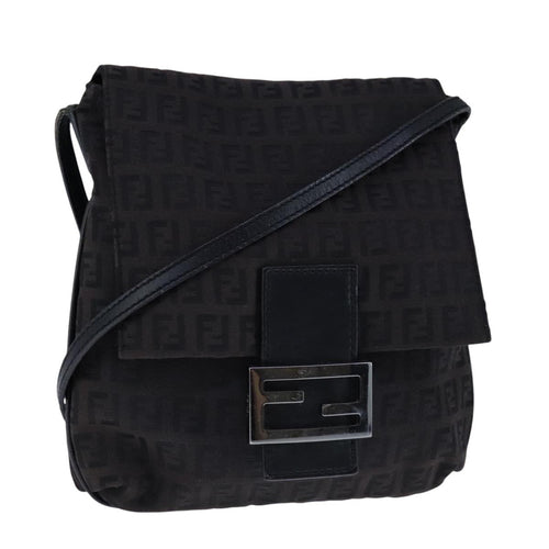 FENDI Zucchino Canvas Mamma Baguette Shoulder Bag Brownac3448