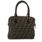 FENDI Zucca Canvas Hand Bag Brown Black goldac3464