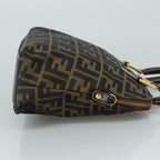 FENDI Zucca Canvas Hand Bag Brown Black goldac3464