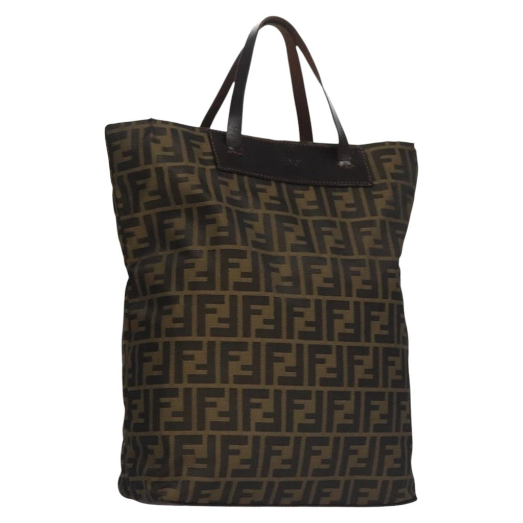 FENDI Zucca Canvas Hand Bag Brown Blackac3512
