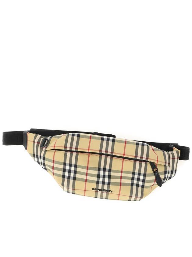 Burberry Sonny Embossed Logo Check Belt Bag Beige