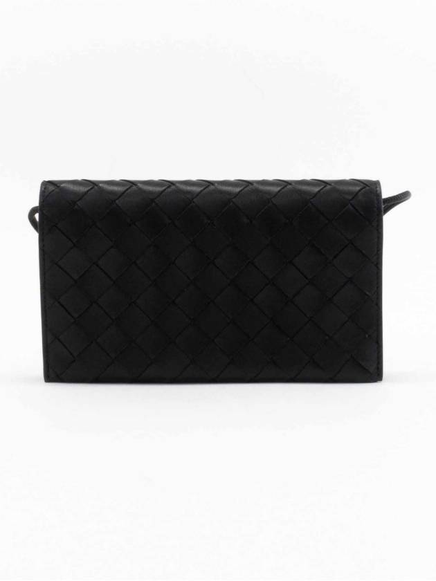 Bottega Veneta Intrecciato Strap Long Wallet Black
