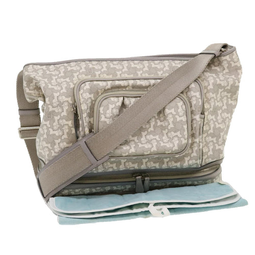 CELINE Salky Pattern Shoulder Bag Ai Tominaga PVC Leather Gray  ac919