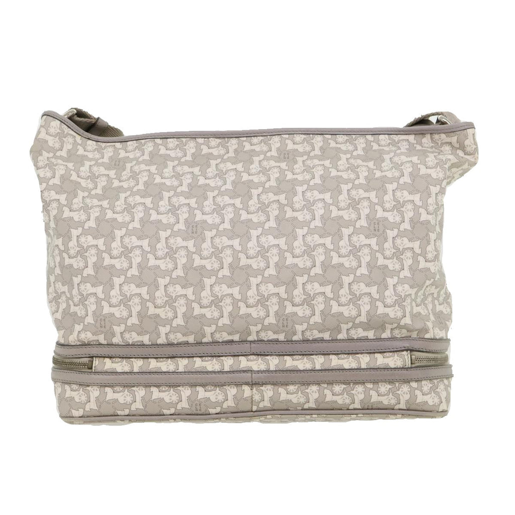 CELINE Salky Pattern Shoulder Bag Ai Tominaga PVC Leather Gray  ac919