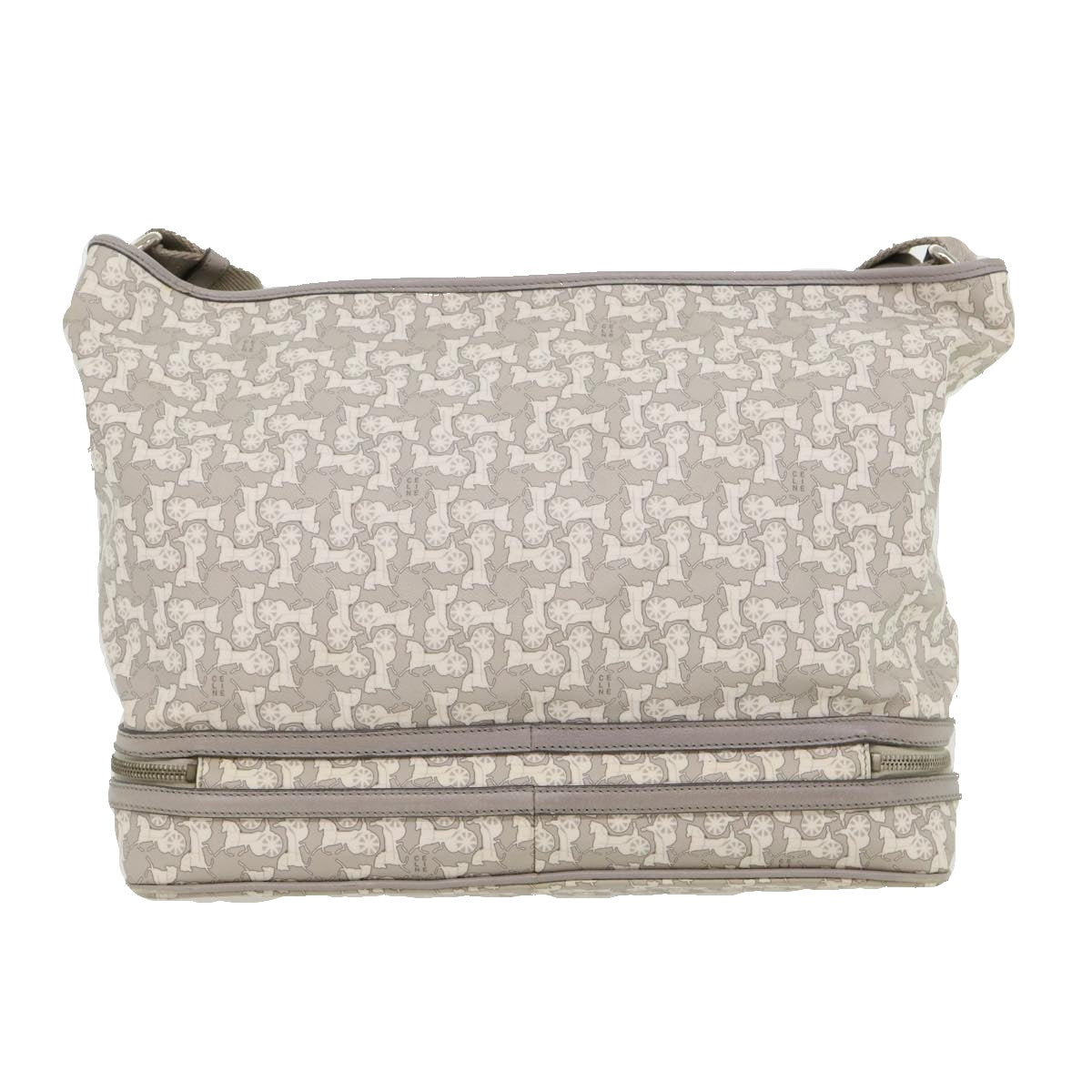 CELINE Salky Pattern Shoulder Bag Ai Tominaga PVC Leather Gray  ac919