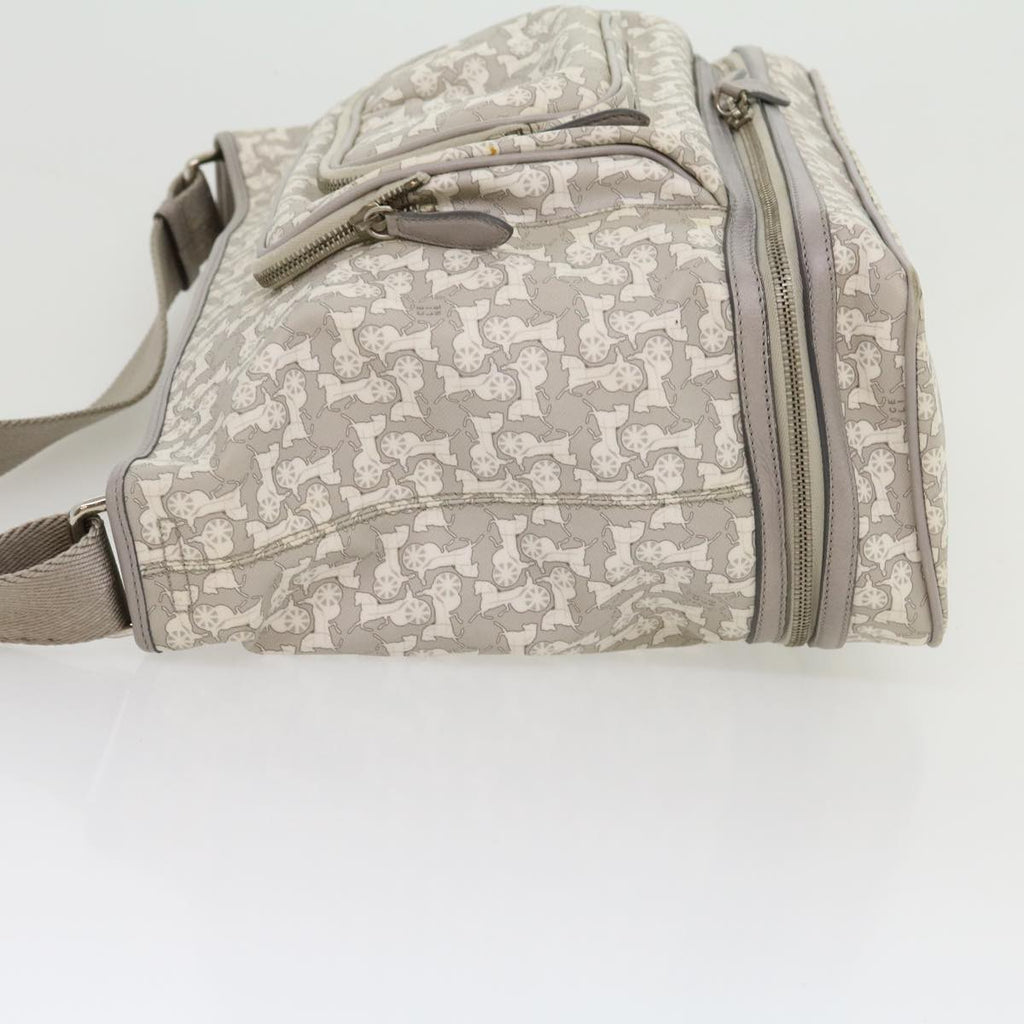 CELINE Salky Pattern Shoulder Bag Ai Tominaga PVC Leather Gray  ac919