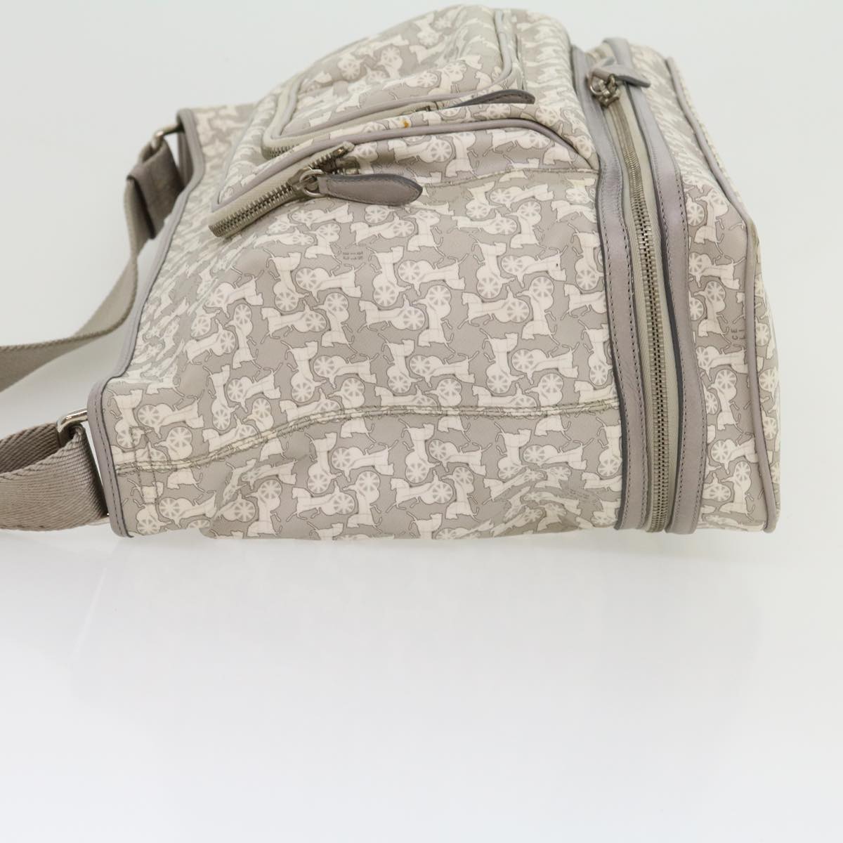 CELINE Salky Pattern Shoulder Bag Ai Tominaga PVC Leather Gray  ac919