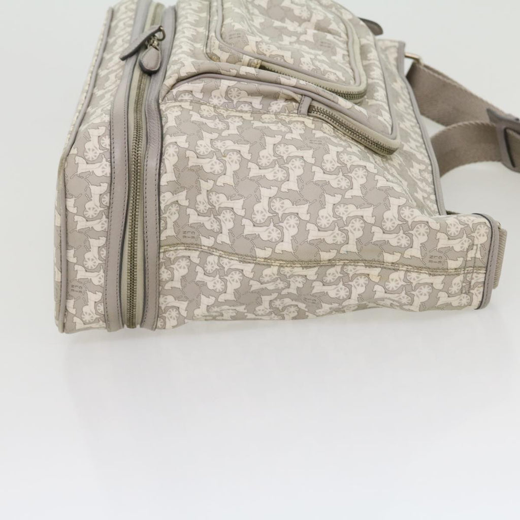 CELINE Salky Pattern Shoulder Bag Ai Tominaga PVC Leather Gray  ac919