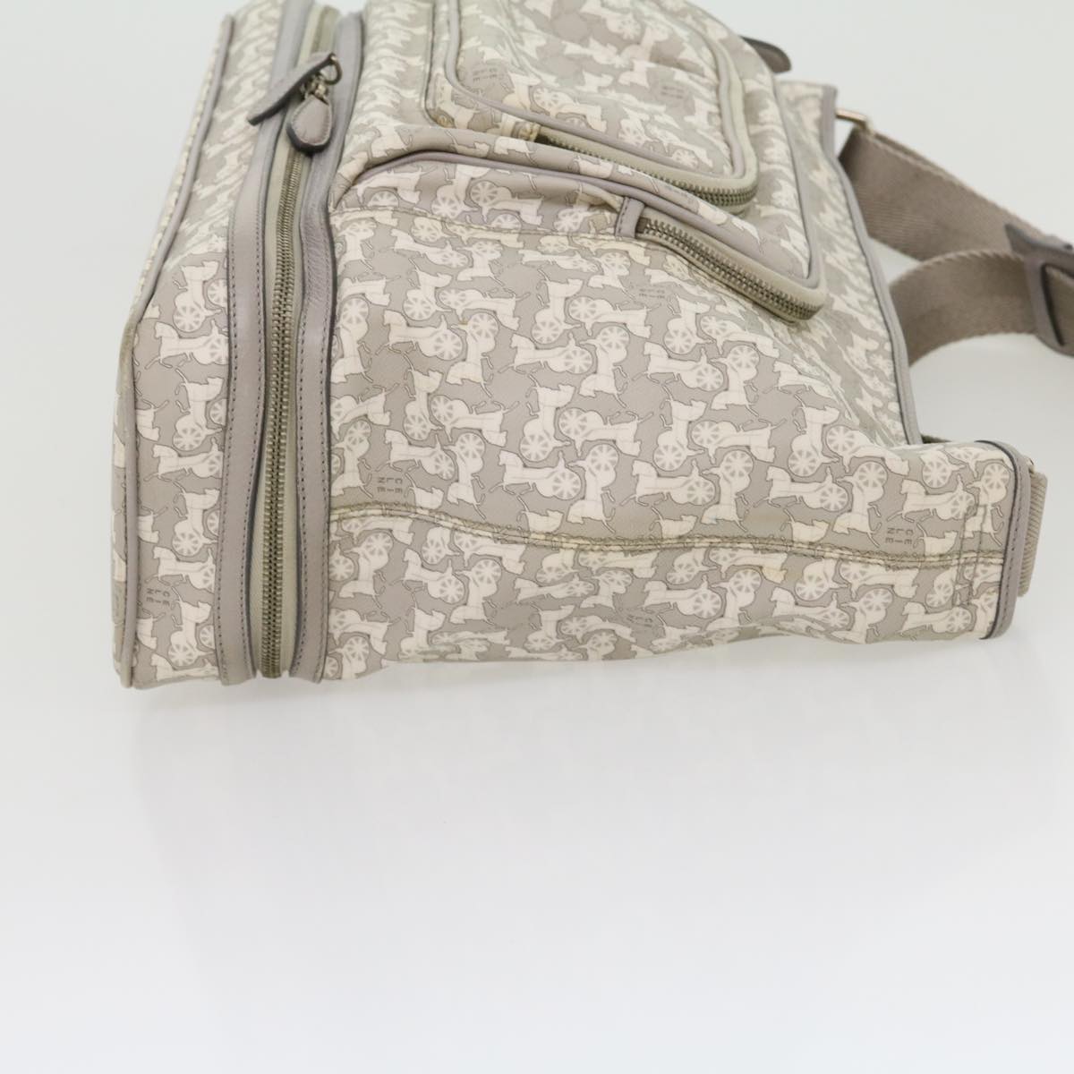 CELINE Salky Pattern Shoulder Bag Ai Tominaga PVC Leather Gray  ac919
