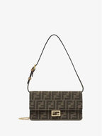 Fendi Baguette FF Fabric Shoulder Long Wallet Brown