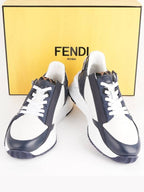 Fendi Flow FF Jacquard Leather Running Low Top Sneakers Blue