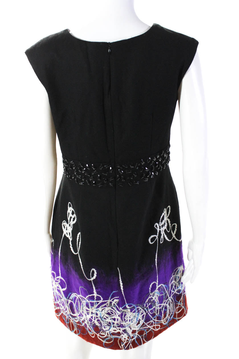 Chloe Women's Round Neck Sleeveless Embellish A-Line Mini Dress Black