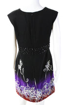 Chloe Women's Round Neck Sleeveless Embellish A-Line Mini Dress Black