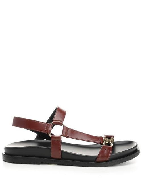 CELINE Maud Calfskin Triomphe Sandals Rust