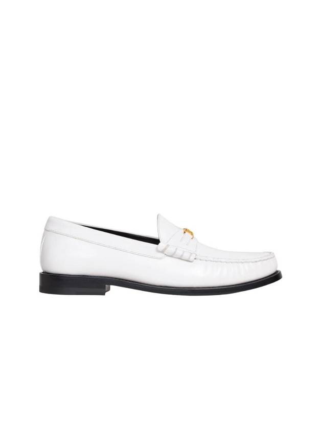 CELINE Luco Triomphe Polished Bull Loafers White