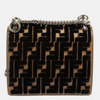Fendi  Leather And Velvet Small Kan I Chain Shoulder Bag