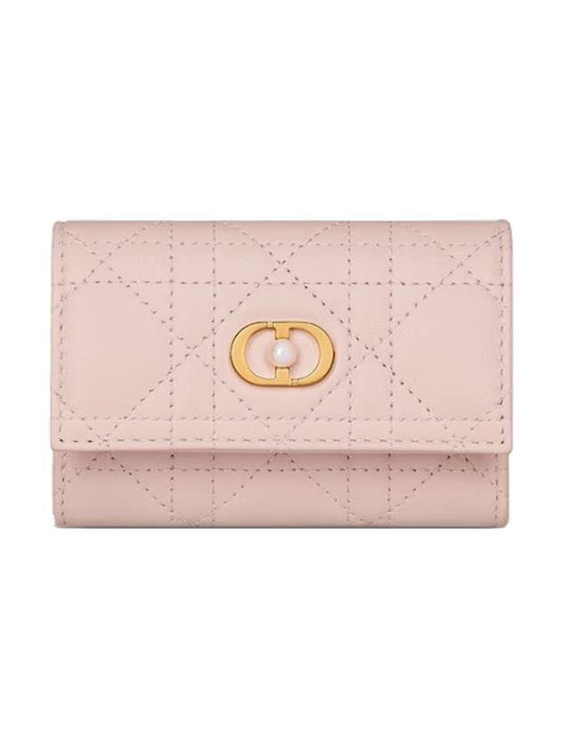 Jolie Glycine Cannage Lambskin Half Wallet Powder Pink Dior