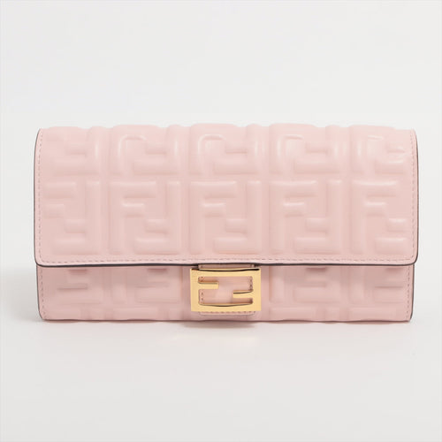 Fendi Zucca 8M0251 Leather Long Wallet Pink