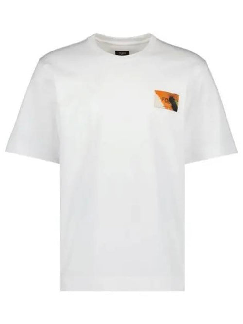 Fendi Logo Label Patch Short Sleeve T-Shirt White