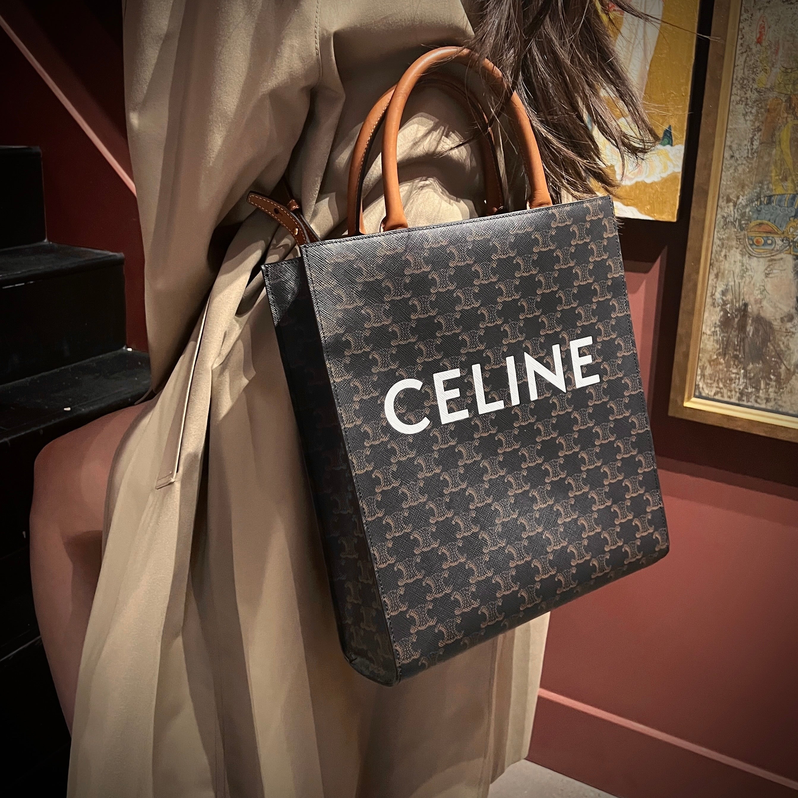Celine Triomphe Vertical Cabas Tote Bag TWS