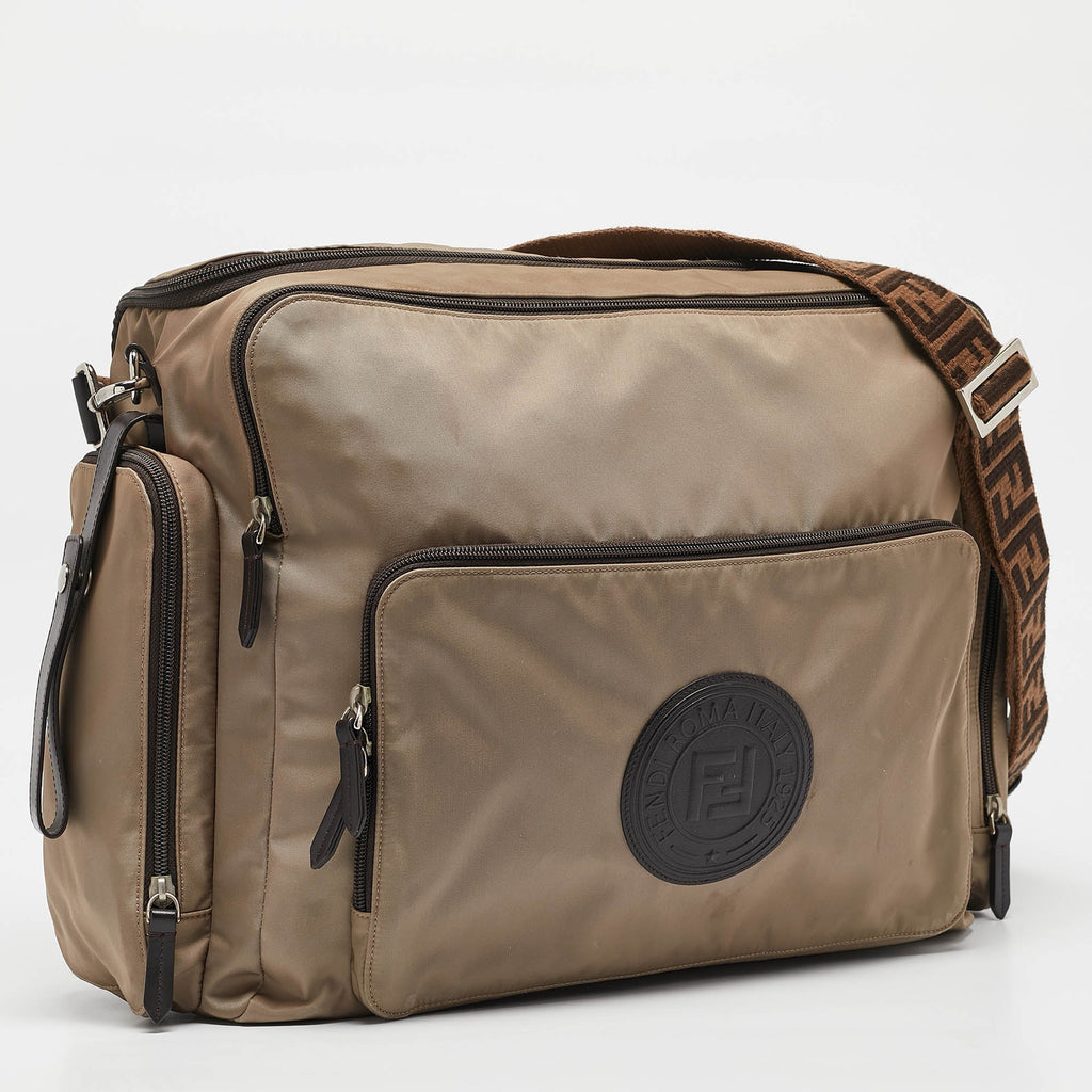 Fendi Beige Nylon Ff Logo Changing Bag