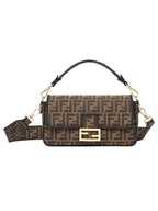 Fendi Baguette FF Jacquard Shoulder Bag Brown