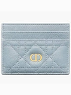 Caro 5 Slot Supple Cannage Calfskin Card Wallet Cloud Blue Dior