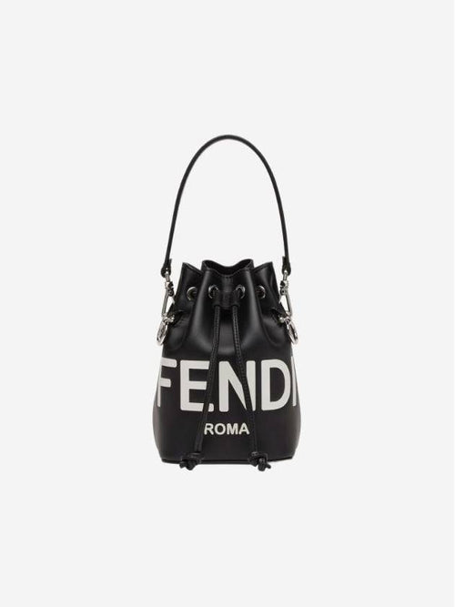 Fendi Roma Mon Tresor Leather Small Bucket Bag Black