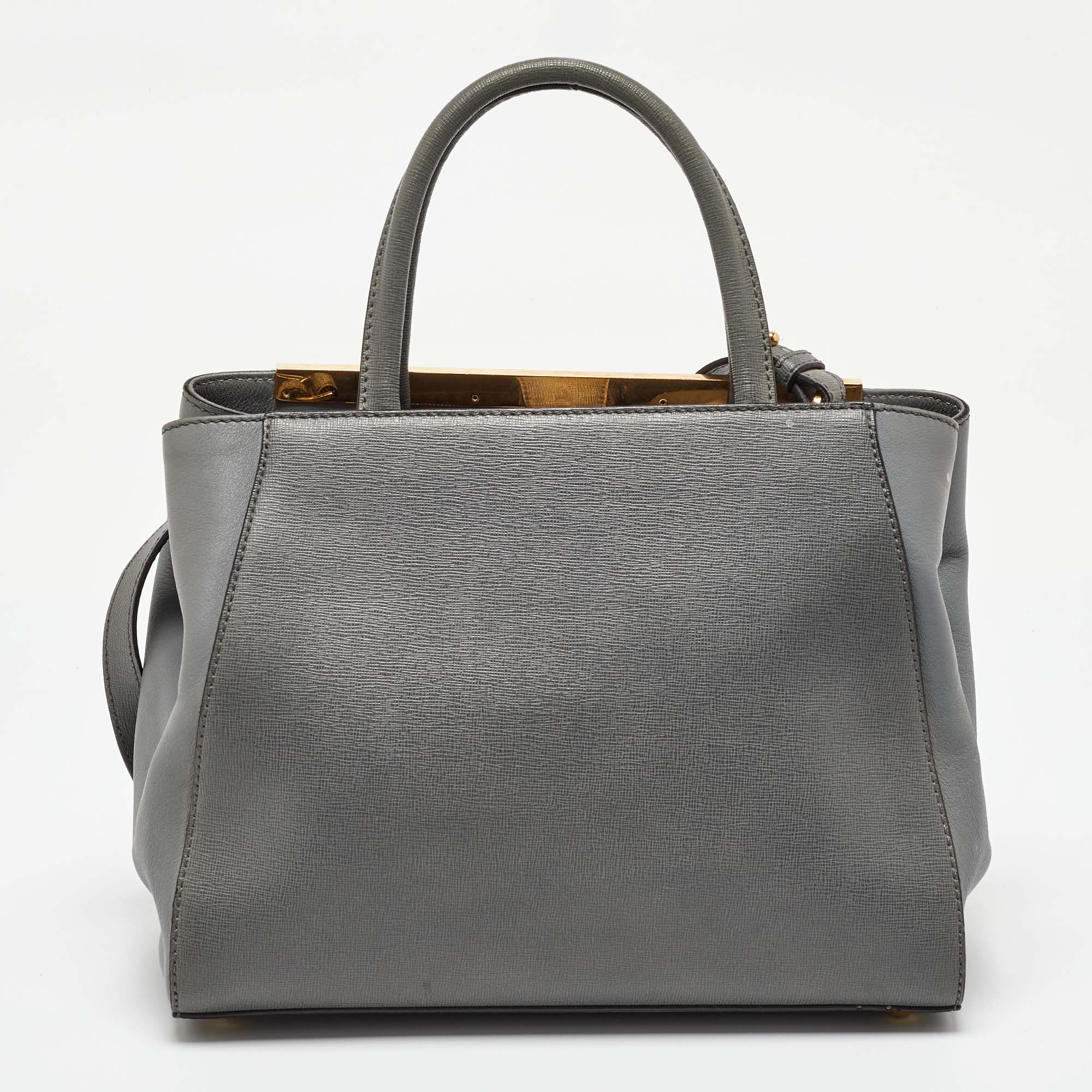 Fendi Grey Leather Mini 2Jours Tote
