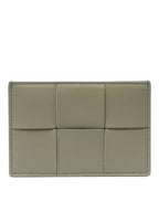 Bottega Veneta Intrecciato Lambskin Calfskin Card Wallet Travertine