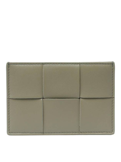 Bottega Veneta Intrecciato Lambskin Calfskin Card Wallet Travertine