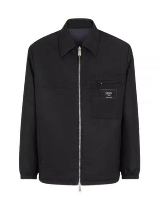 Fendi Nylon Reversible Zip-Up Jacket Black