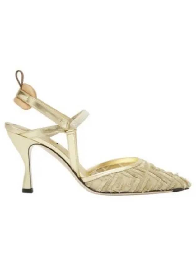 Fendi Colibri Light Mesh Slingback Heels Gold