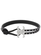 CELINE Stud Clasp Bracelet Silver Black