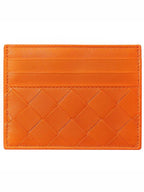 Bottega Veneta Intrecciato Leather Card Wallet Orange