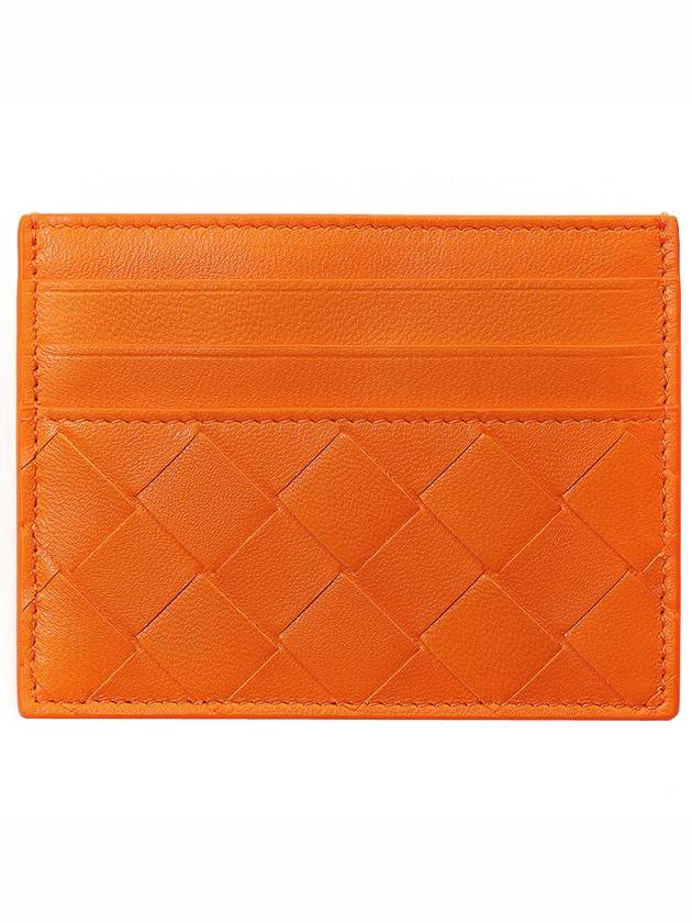 Bottega Veneta Intrecciato Leather Card Wallet Orange